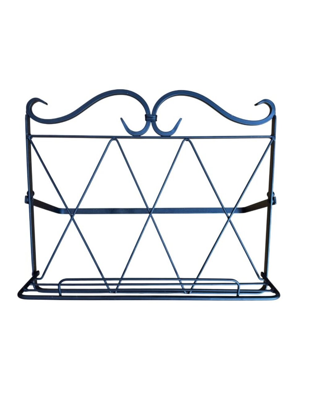 Wrought Iron Countertop Cookbook Stand Folding Scrollwork Black Kitchen Cooking